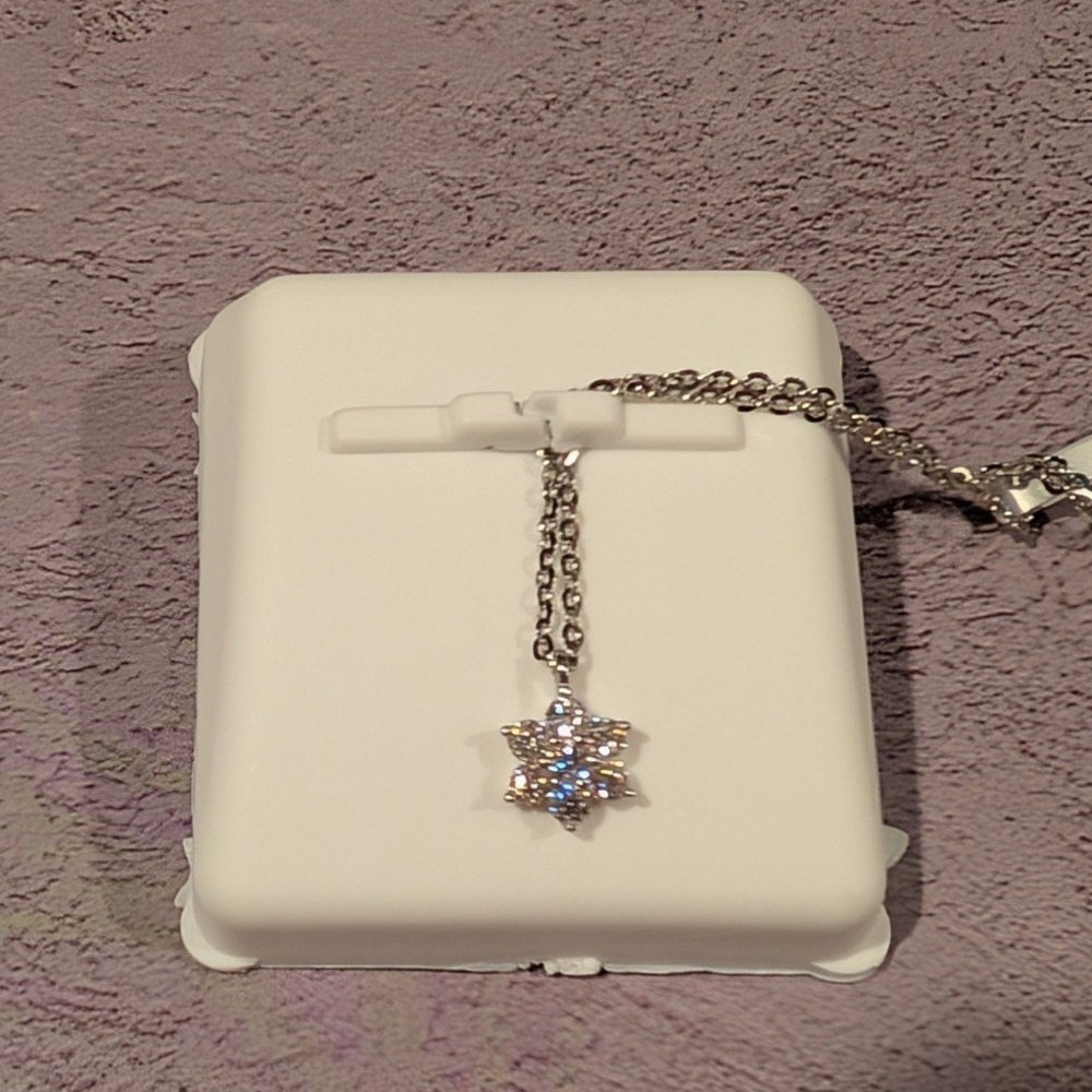 Snowflake Necklace Women OS Silver 925 Sterling VVSD Moissanite 0.25ct NWT